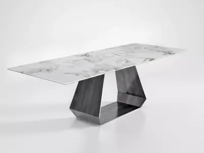 Amond marble dining table with metal legs 3D model