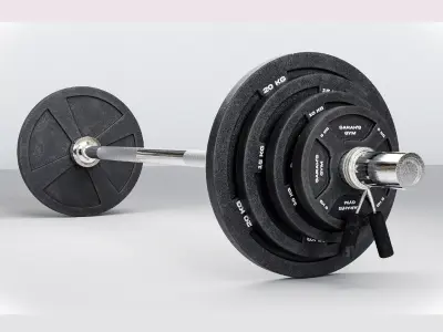 Straightbar and Weights Low-poly 3D model