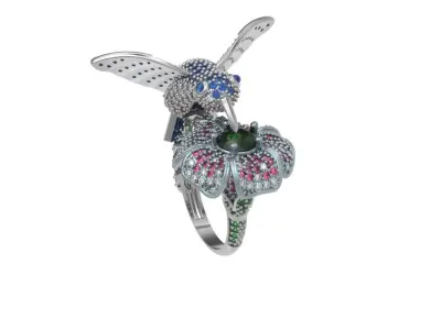 ring bird flower  Boucheron 3D print model