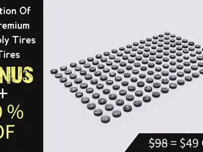 Collection Of 100 Premium Lowpoly Tires Low-poly 3D model