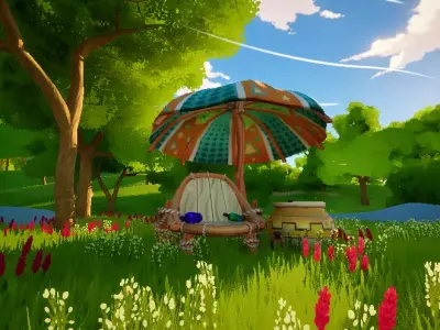 Stylized Forest House Low-poly 3D model