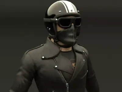 Biker Character  Low-poly 3D model