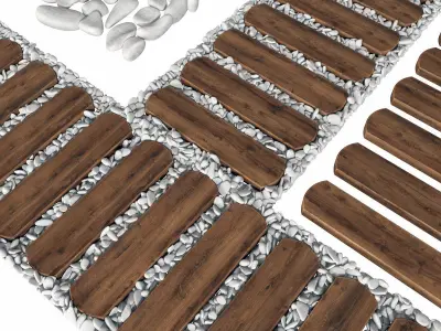 Paving wood board pebble 3D model