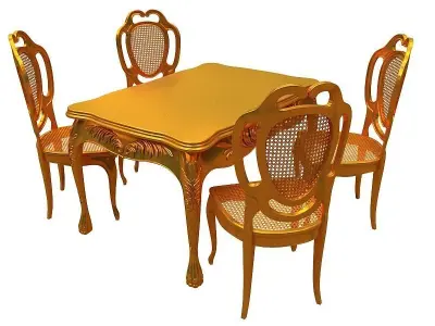 classical Dining set Low-poly 3D model