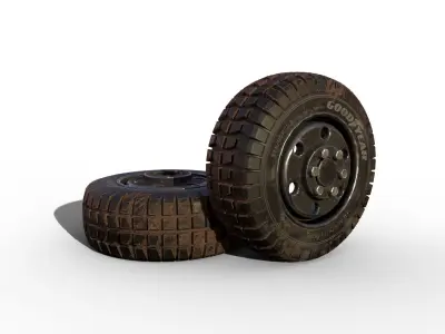 Rubber Tire with Rim Low-poly 3D model