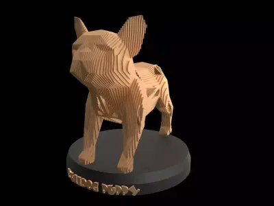 Parametric V Bulldog Puppy Low-poly 3D model