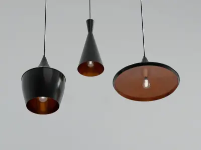 Set of lamps and bulbs 3D model