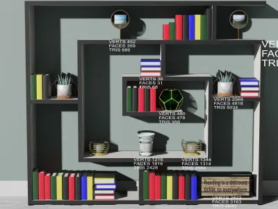 Geometric Bookshelf Free low-poly 3D model