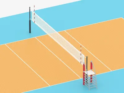 Cartoon Volleyball Court 3D model