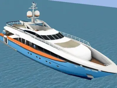 Heesen Aurelia Yatch low-poly 3d model Low-poly 3D model