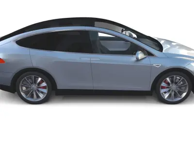 Tesla Model X Silver with interior and chassis 3D model