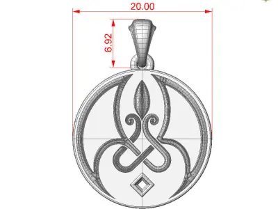 Decorative Pendant with gem 001 3D print model
