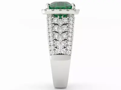 Cushion Emerald large bling with round diamonds 3dm 3D print model