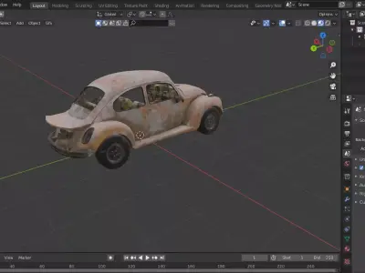 Old rusted car 3D model