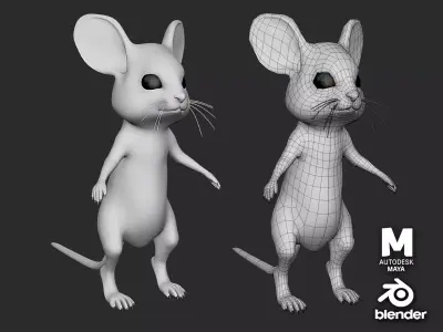 Cute Mouse Basemesh Low-poly 3D model