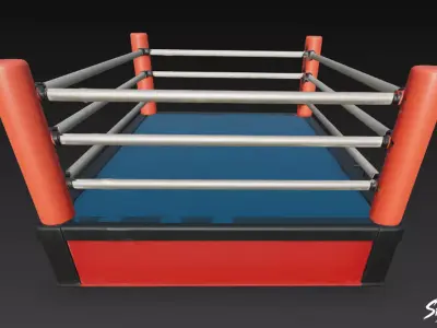 Boxing Ring Red Corner Low-poly 3D model