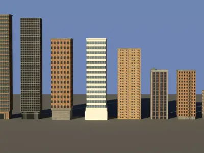 Simple City Buildings Model Pack Free 3D model