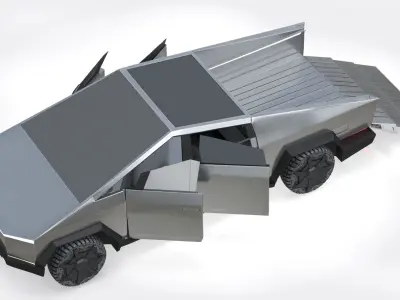 Animated Tesla Cybertruck Low-poly 3D model