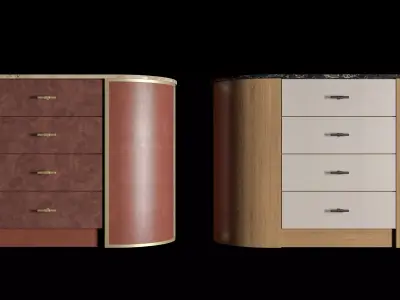 Luxury Curved Island Drawer Cabinet  Interior Furniture 3D Model 3D model