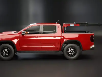 Generic Pickup Truck with Small Crane 3D model