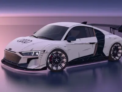 Cartoon Audi R8 in 2D Style 3D model