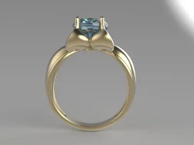 Elegant Gold Ring with Blue Gemstone  oval stone 10x8   3D Model 3D print model