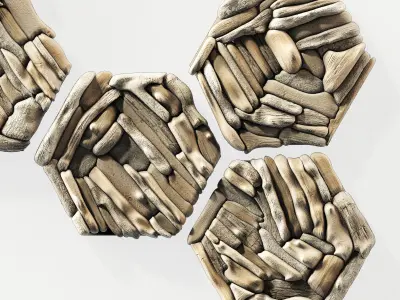 Hexagon panel branch splinter n5 3D model