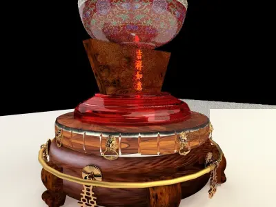 Chinese with display stand  with bowel  3D model