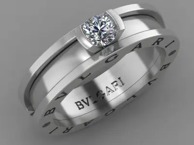 BVLGARI Ring with Diamond 4mm 3D print model
