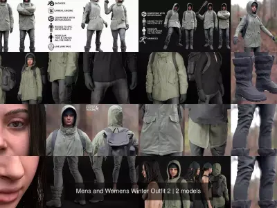 Mens and Womens Winter Outfit 2 3D Model Collection