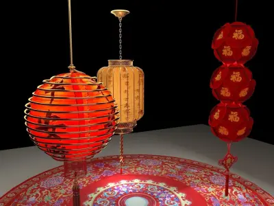 Chinese Red Lantern 3D model 72