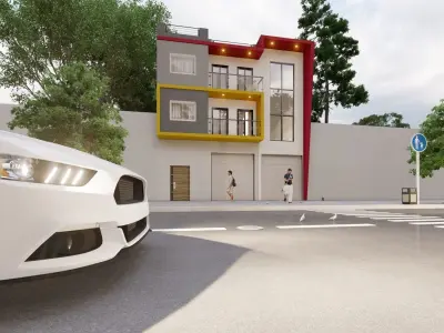 contemporary house  Low-poly 3D model