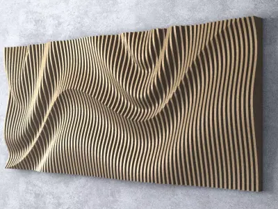 Parametric Wavy Wooden Wall Decor - 25 - CNC files for cutting 3D model