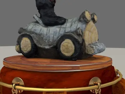 Chinese display stand with bear car   3D model