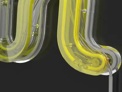 Detailed Words Neon Banners set 02 3D model