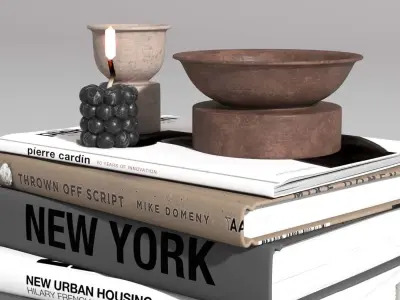 Decorative set 1 coffee table with books Low-poly 3D model