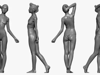 001236 woman in bikini hand up behind head 3dp 3D print model