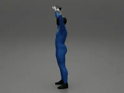 winning racing driver Celebrates his victory holding glasses 3D print model