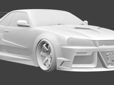 Nissan GT-R R34 Concept GT-R R36 Widebody Low-poly 3D model