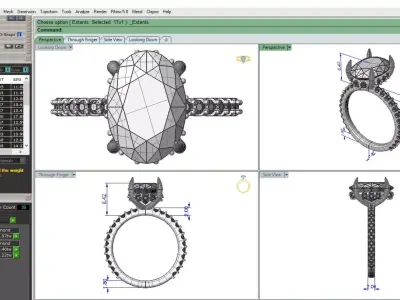Oval Engagement Ring Solitaire With Hidden Halo 3DM 3D print model