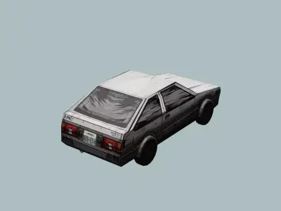1986 Toyota Corolla Initial D Cartoon Low-poly 3D model