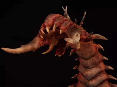 Hell worm guard low-poly game engine ready 3D model Low-poly 3D model