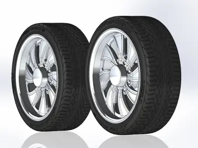 Set of wheels Intro Twisted Vista HD8 20in for scale model 3D print model