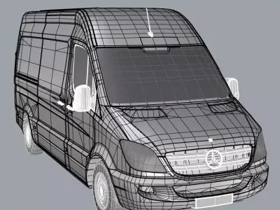 MERCEDES Sprinter Cargo Van Minibus Low-poly 3D model
