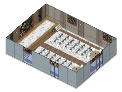 Luxury Banquet Event hall with interior model detail Low-poly 3D model