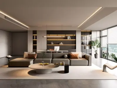 Modern living room 3D model 3D model