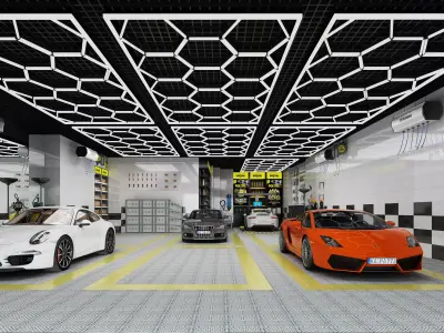 auto repair shop Low-poly 3D model