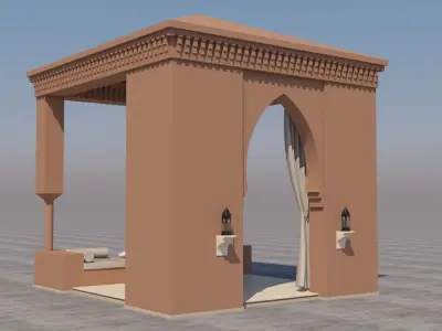 Traditional Moroccan Terrace Marrakech City 3D model