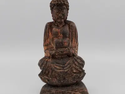 wooden Buddha statue - photoscan Low-poly 3D model