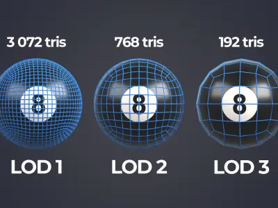 Billiard Balls Set Low-poly 3D model